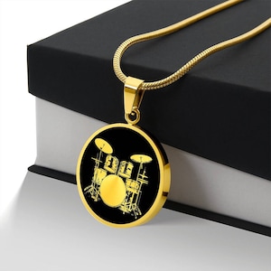 Personalized Drum Set Necklace, Drums Gifts, Jazz Necklace, Drummer Gift, Musician Gift, Music Teacher Gift, Drum Pendant, Rocker Necklace