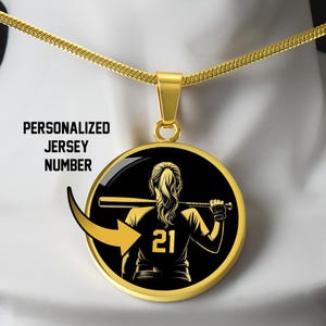 Personalized Softball Necklace, Softball Gift for Girls, Softball Team Jewelry, Softball Coach Gift, Softball Daughter, Softball player Gift