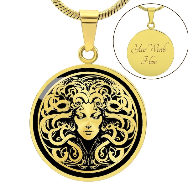 Personalized Medusa Necklace, Medusa Pendant, Gorgon Necklace, Greek Mythology Gift, Wicca Necklace, Gothic Jewelry, Medusa Jewelry