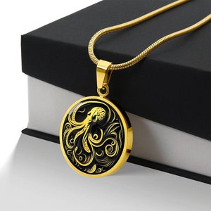 Personalized Octopus Necklace, Kraken Pendant, Octopus Jewelry, Octopus Gift, Nautical Necklace, Pirate Pendant, Sea Life Jewelry