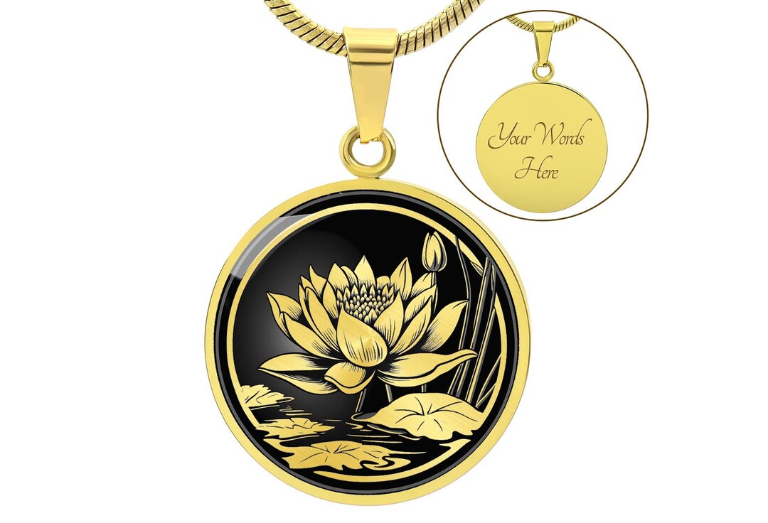 Water Lily Necklace, Water Lily Pendant, Water Lily Gift, Lotus Flower Necklace, July Birthday
