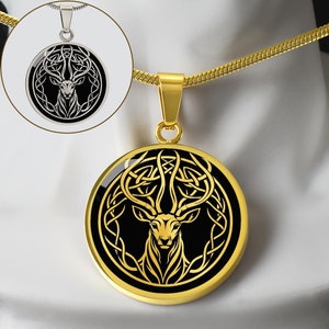 Personalized Celtic Deer Necklace, Stag Necklace, Deer Gift, Deer Pendant, Deer Jewelry, Birthday Gift For Daughter, Spirit Animal Gift