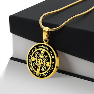 St Benedict Necklace, Protection Necklace, Saint Benedict Pendant, Catholic Gift, San Benito Charm, St Benedict Medal, Christian Gifts