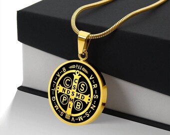 St Benedict Necklace, Protection Necklace, Saint Benedict Pendant, Catholic Gift, San Benito Charm, St Benedict Medal, Christian Gifts