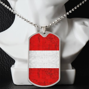 Personalized Flag of Peru Necklace, Peru Gift, Peru Jewelry, Peru Flag, Peru Pendant, Mosaic Style Flag
