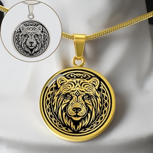 Personalized Celtic Bear Necklace, Bear Gift, Bear Pendant, Bear Jewelry, Birthday Gift For Daughter, Spirit Animal Gift, Viking jewelry