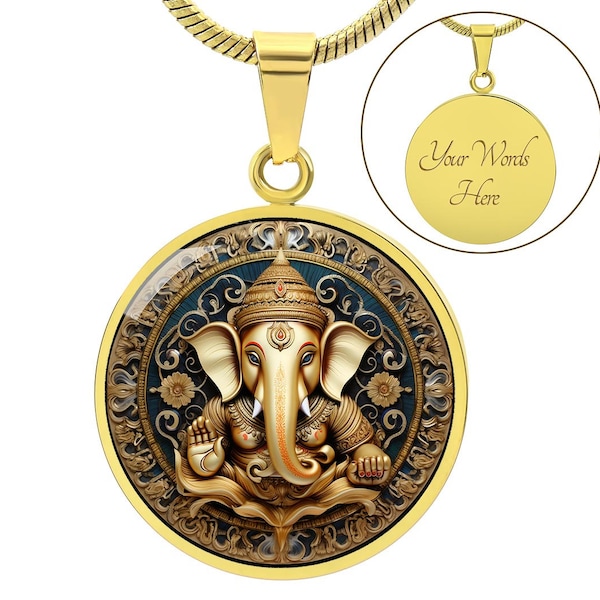 Personalized Ganesha Necklace, Ganesha Pendant, Hindu Mythology Gift, Hinduism Jewelry, Ganesh Necklace, Ganesh Pendant, Hindu God