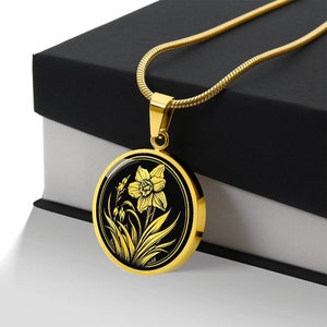 Personalized Narcissus Necklace, Narcissus Gift For Women, December Birth Flower, Narcissus Pendant December Birthday Gift, Flower Pendant