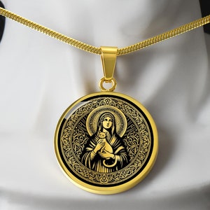 Saint Gertrude Necklace, Saint Gertrude Pendant, Patron Saint of Cats and Gardeners, Saint Gertrude  Medal, Baptism Gift, Confirmation Gift