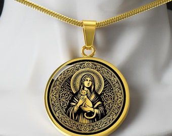 Saint Gertrude Necklace, Saint Gertrude Pendant, Patron Saint of Cats and Gardeners, Saint Gertrude  Medal, Baptism Gift, Confirmation Gift