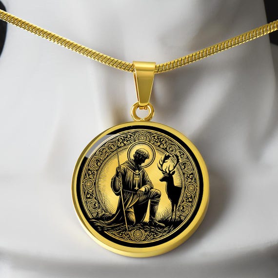 Saint Hubert Necklace, St Hubert Patron Saint of Hunters, Baptism