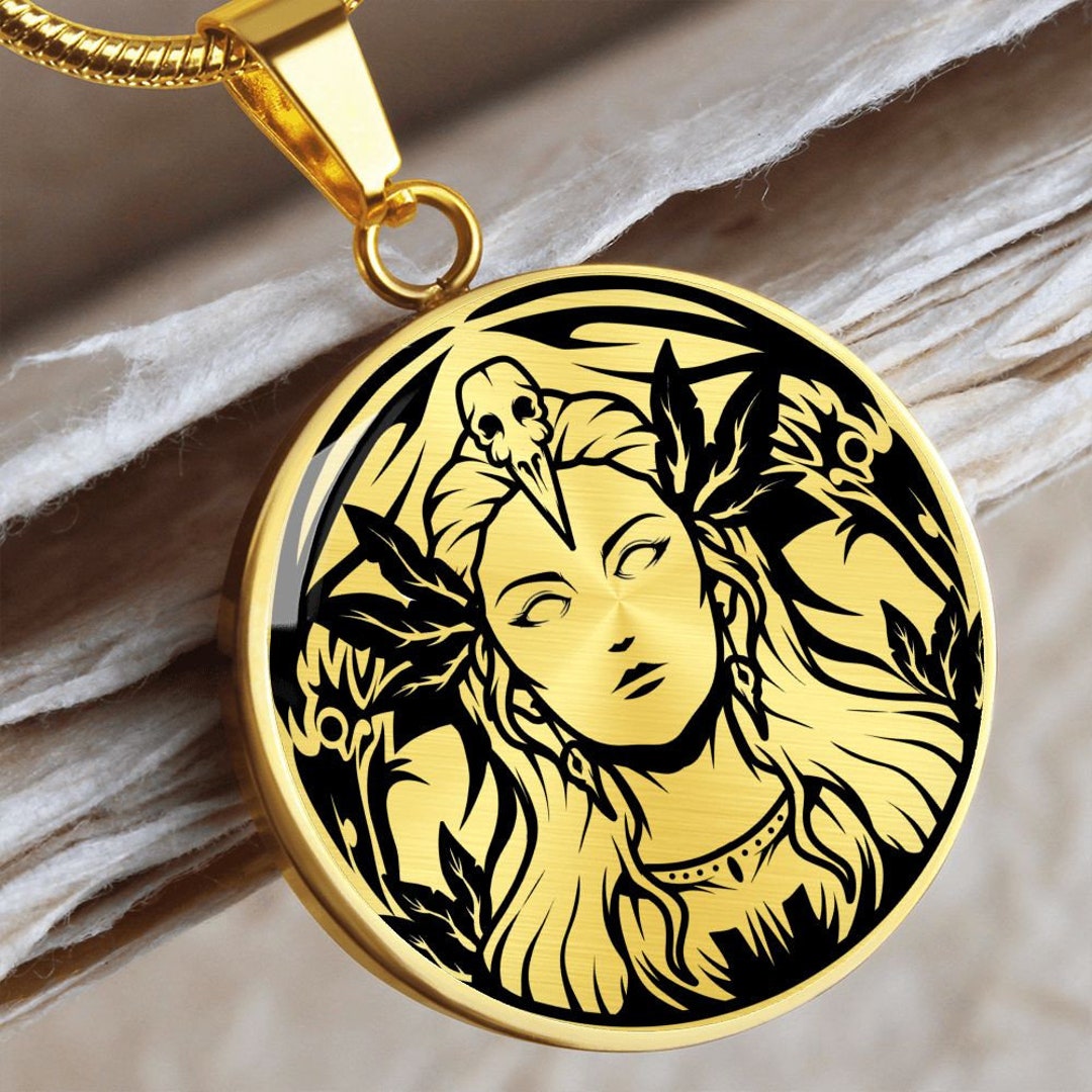 Bronze Celtic Goddess Morrigan Pendant Wiccan Pagan Jewelry