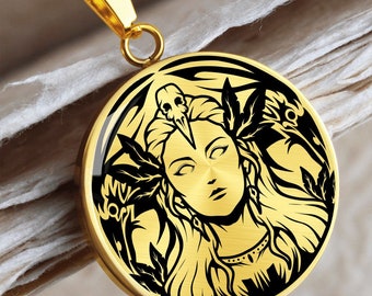 Morrigan Halskette, Morrigan Anhänger, keltische Göttin des Todes und des Kriegs, keltischer Schmuck, Hexenschmuck, heidnische Halskette, keltische Göttin