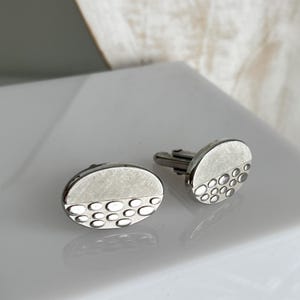 Vintage Swank Silver Tone Cufflinks: Two Texture MCM Oval
