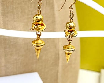 Vintage 14K Gold Filled Geometric Pendulum Drop Earrings