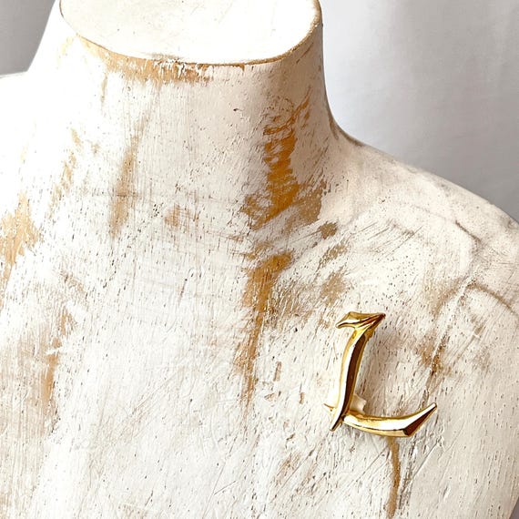 Vintage Cursive Letter L Initial Monogram Brooch … - image 1