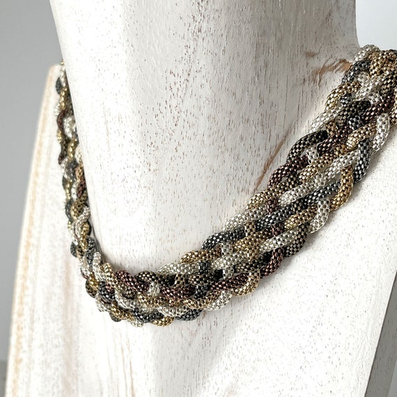 Vintage Bill Blass Braided Mesh Chain Choker Neck… - image 2