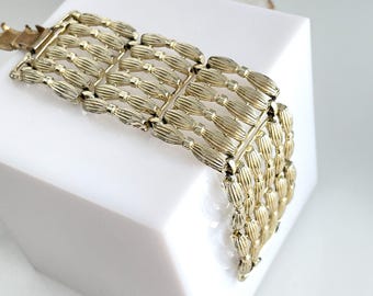 Vintage Chunky Extra Wide Gold Tone Power Chic Bracelet 1950s 1960s Coro