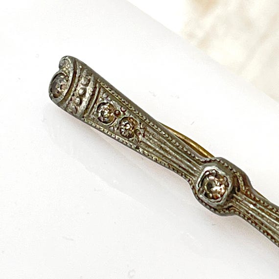 Antique Art Deco Pot Metal Bar Brooch Pin 1930s Propeller