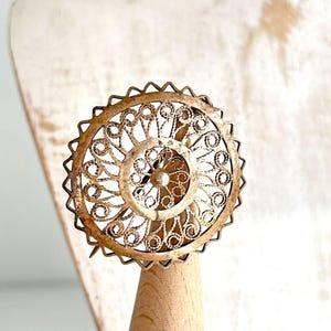 Antique Victorian Filigree Gold Tone Brooch Pin