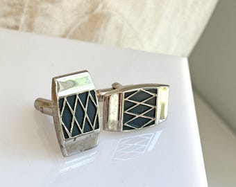 Boutons De Manchette Vintage Argentés HICKOK - Modèle 31516 - Années 50-60 - Occasion Bon état