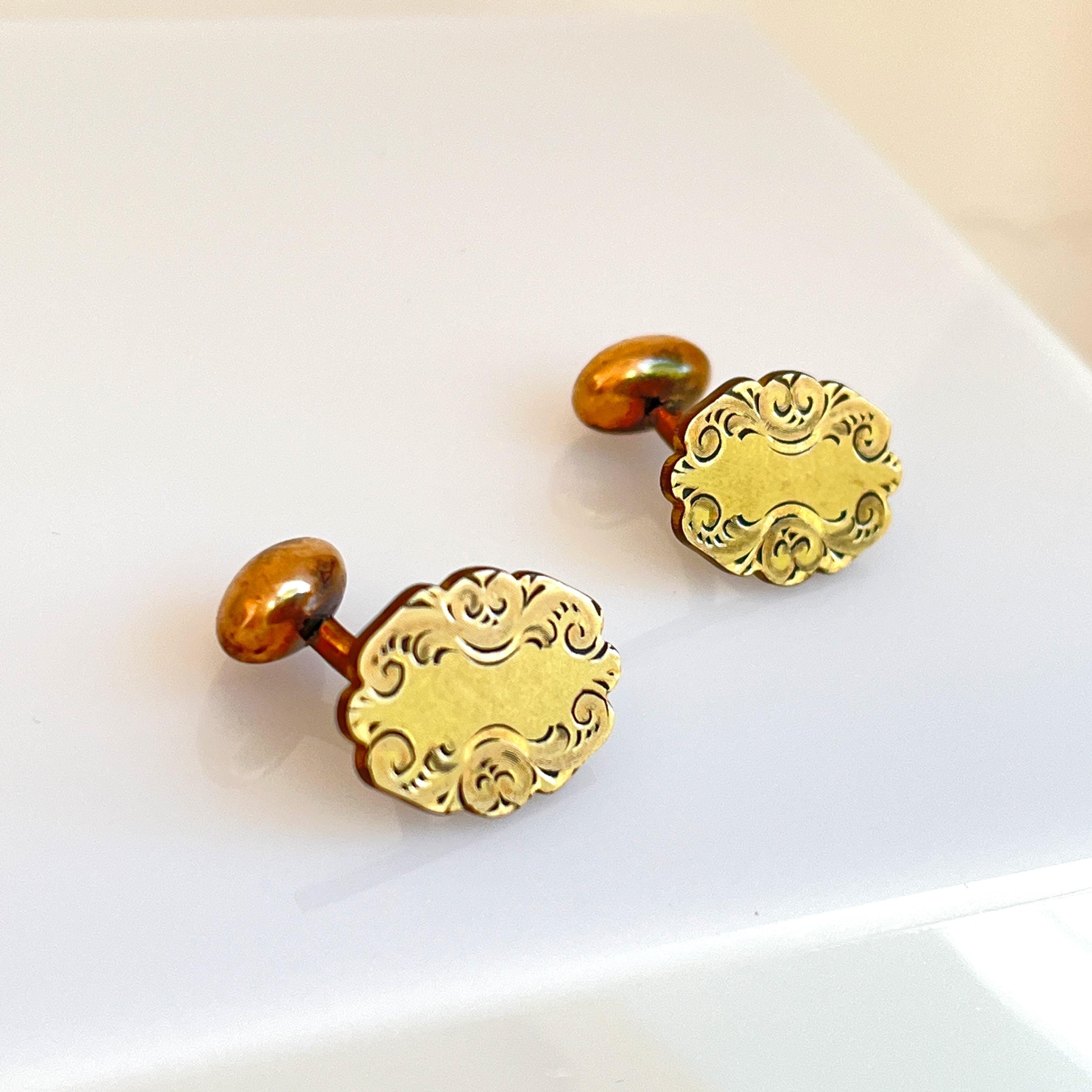 カフスボタン 14k パリス 14kt ゴールド カフスボタン - Etsy 日本
