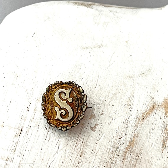 Vintage Cursive Letter S Initial Monogram Brooch … - image 1