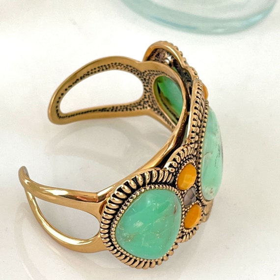 Stunning Barse Thailand Bronze Turquoise Cuff Sta… - image 4