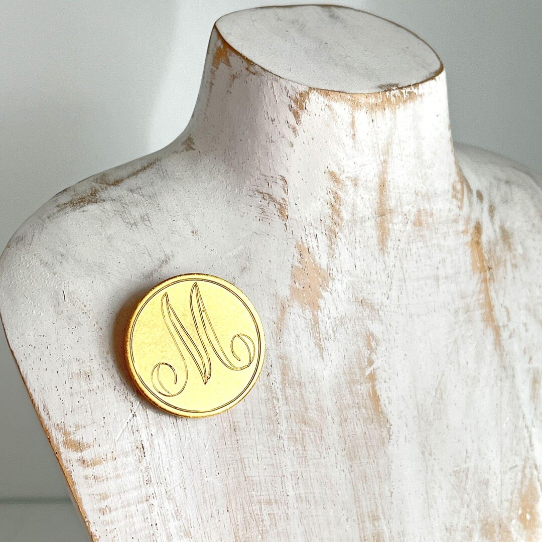 Vintage Cursive Letter M Initial Monogram Brooch Pin - Etsy