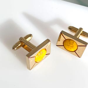 Vintage Gold Flecked Glass  Hickok Cufflinks 1960s Aventurine Glass