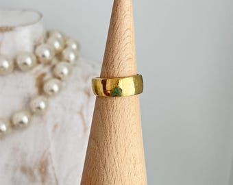 Vintage Classic Modernist Minimalist Band Ring Gold Plated Unisex Size 8.5