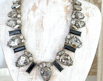 Wow Black Chloe and Isabel Rhinestone Antiqued Statement Cocktail Party Necklace