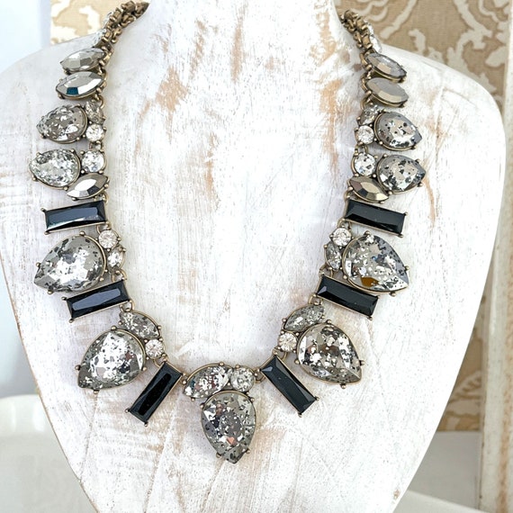 Wow Black Chloe and Isabel Rhinestone Antiqued Statement Cocktail Party Necklace