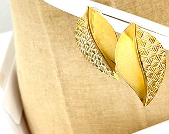 Vintage Extra Large 1980s Pierced Leaf Statement Earrings