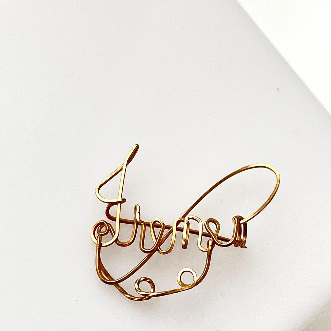 Script Brooch Vintage Antique Gold Wire Script Souvenir Name Brooch Pin Irene Cursive ...