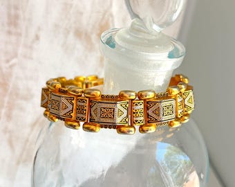 Vintage Toledo Damascene Gold Plated Ornate Bracelet Spain