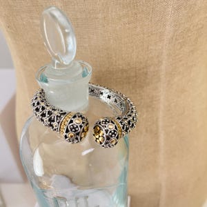 Mixed Metals Bali Byzantine Ornate Dot Ornate Hinge Bangle Bracelet