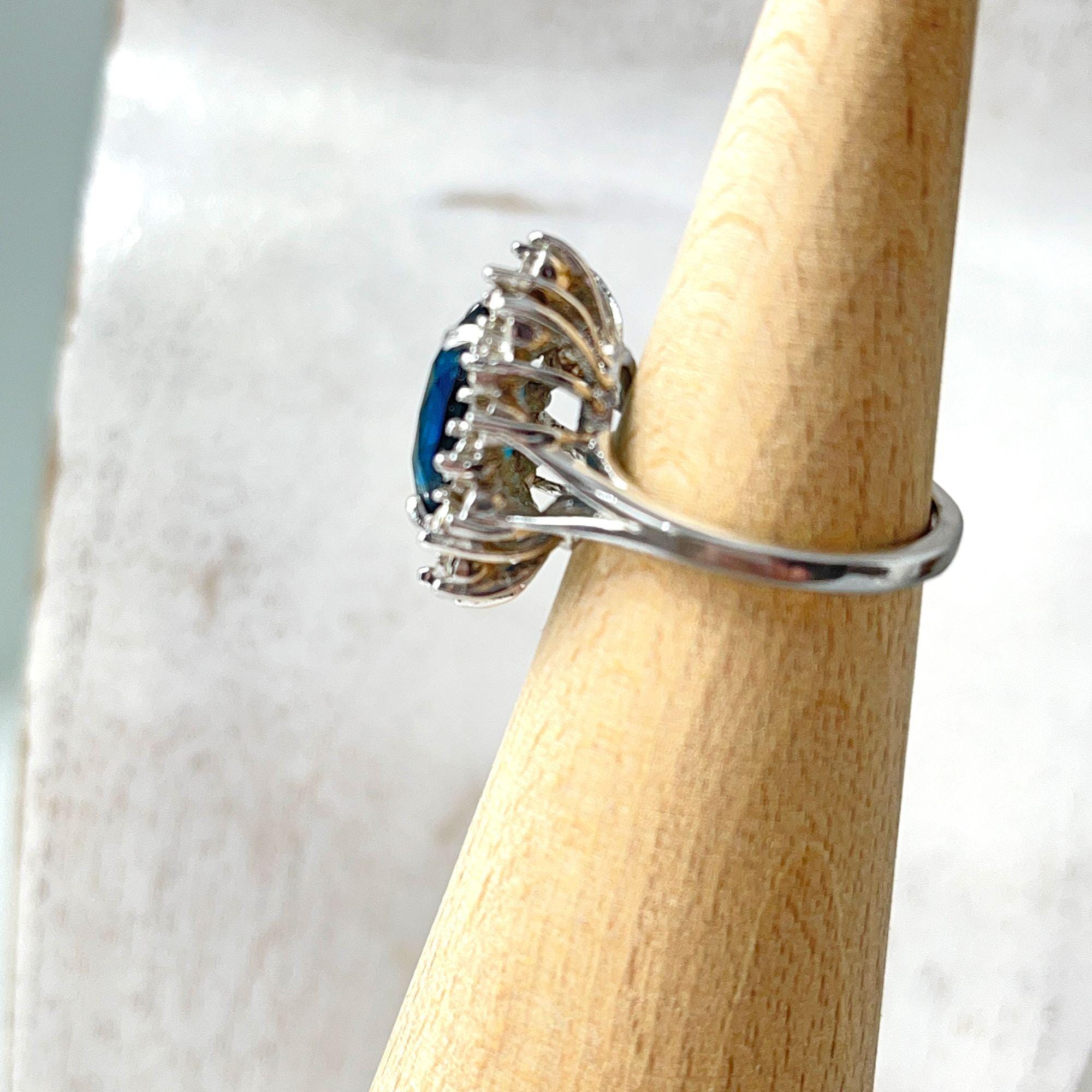 September Rings Vintage Sapphire Blue September Birthstone White 18KT Gold Plated ...