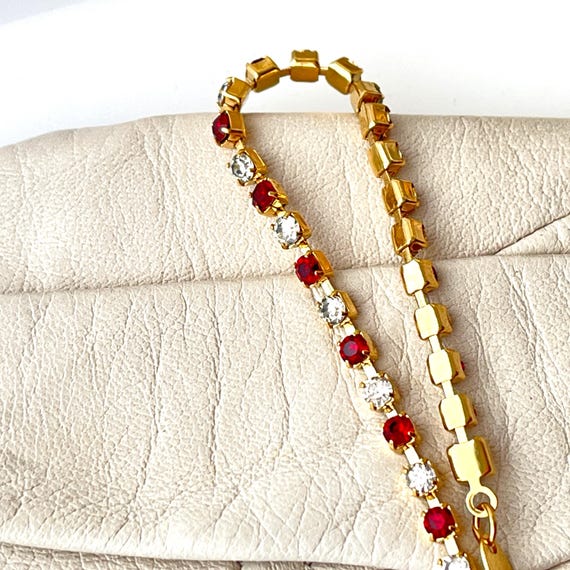 Vintage Ruby Red Rhinestone Delicate Eternity Ten… - image 5