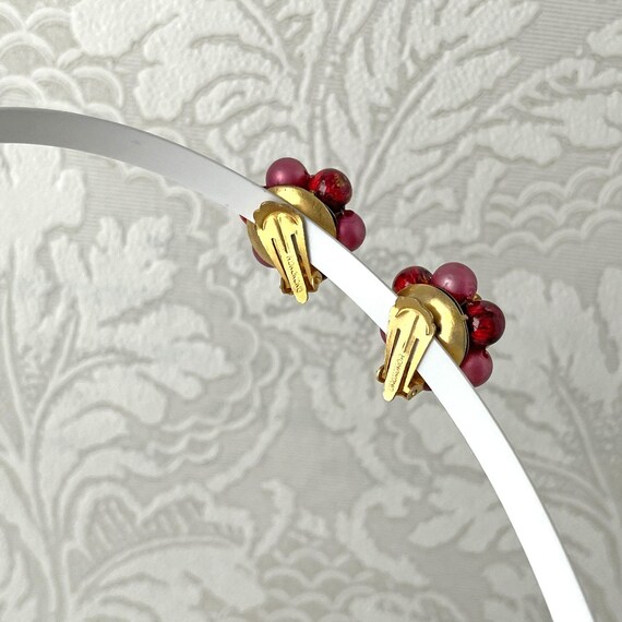 Boucles D'oreille Clips Anciennes Années 50 - Perles En Rosace Sur Métal - Style Vintage