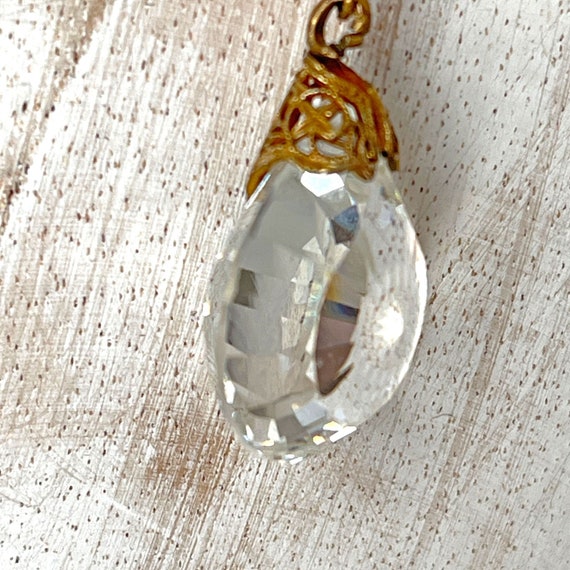 Delicate Antique Crystal Pendant Necklace Circa 1… - image 5