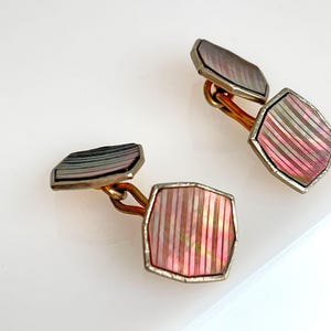 Vintage Iridescent 1930s Gold Filled Abalone Shell Cufflinks