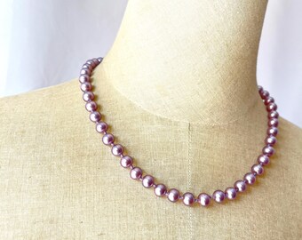 Collar Richelieu vintage raro de perlas color lavanda, 45 cm (18 pulgadas), largo princesa.