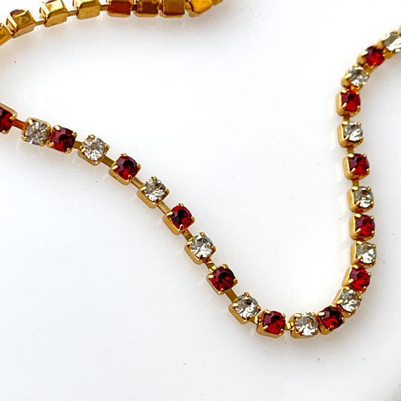 Vintage Ruby Red Rhinestone Delicate Eternity Ten… - image 1