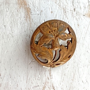 Small Antique Art Nouveau Flower Floral Brooch Pin