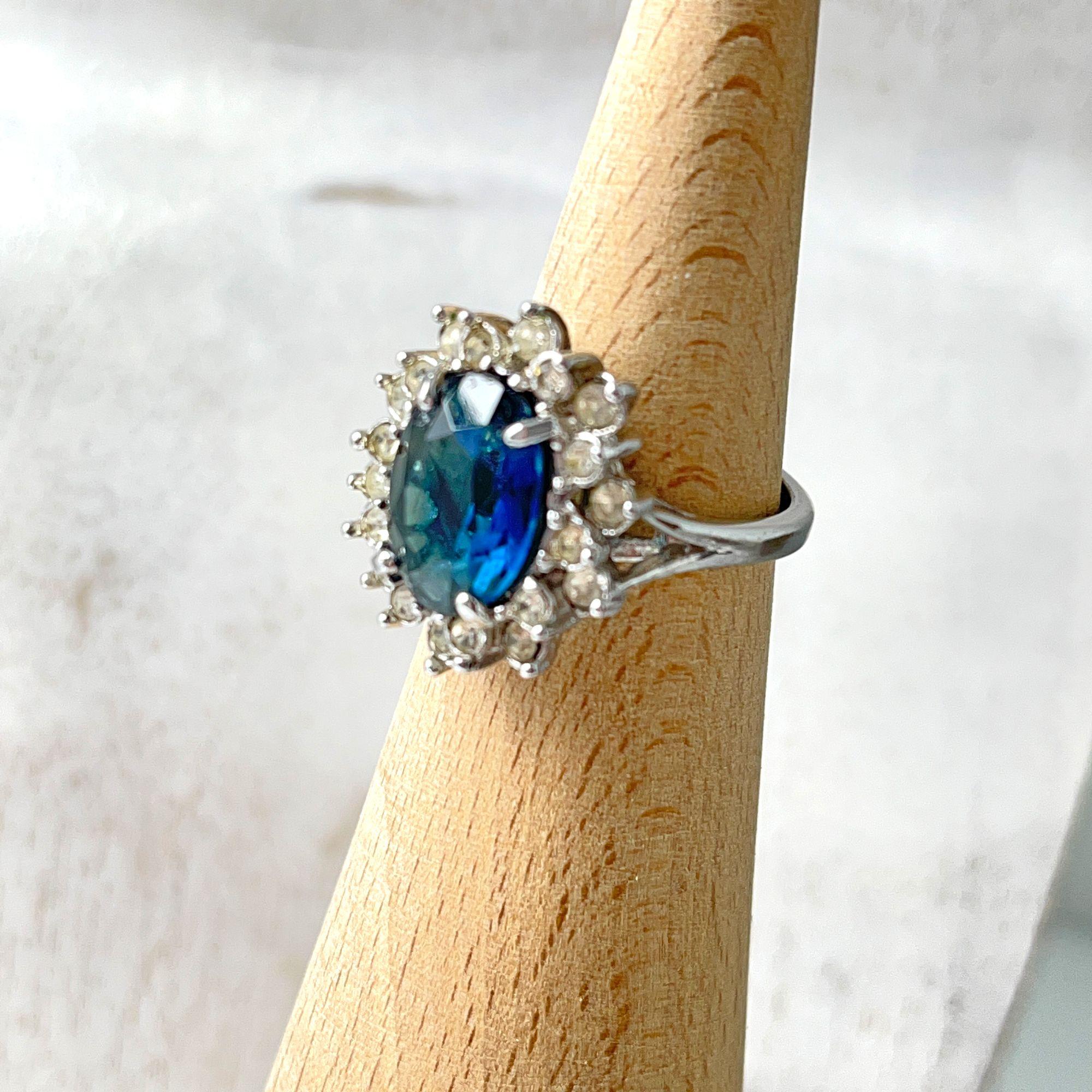 September Rings Vintage Sapphire Blue September Birthstone White 18KT Gold Plated ...