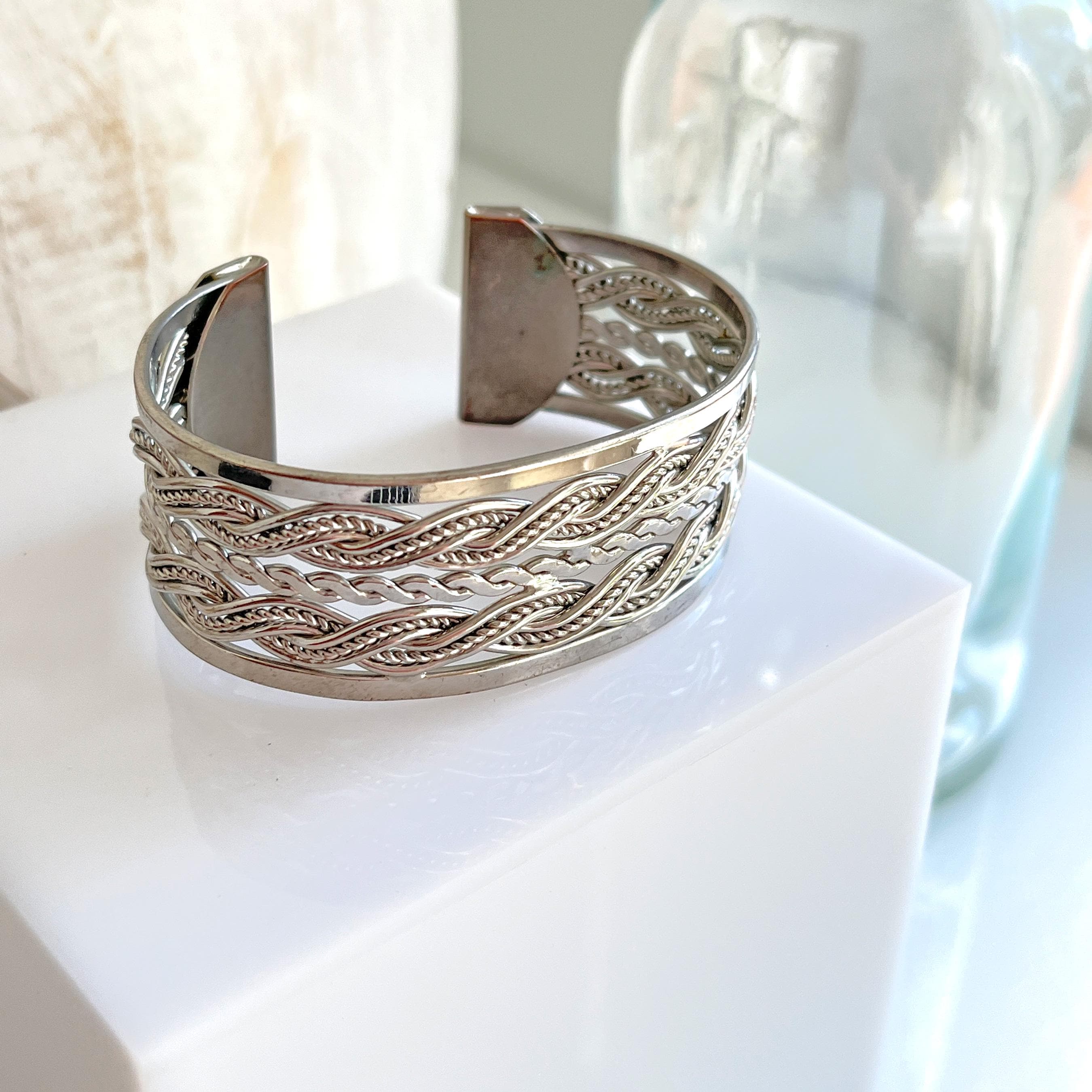 Vintage Silver Twisted Wire Cuff Bangle Bracelet - Etsy