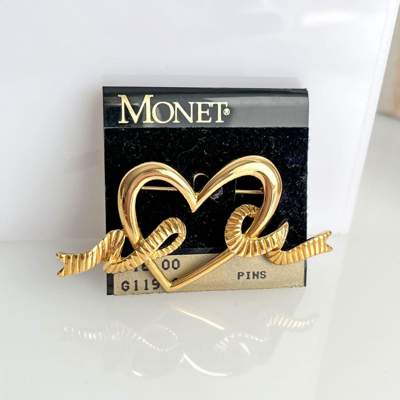 Vintage Monet Heart Brooch Pin 1980s 1990s Original Packaging - Etsy