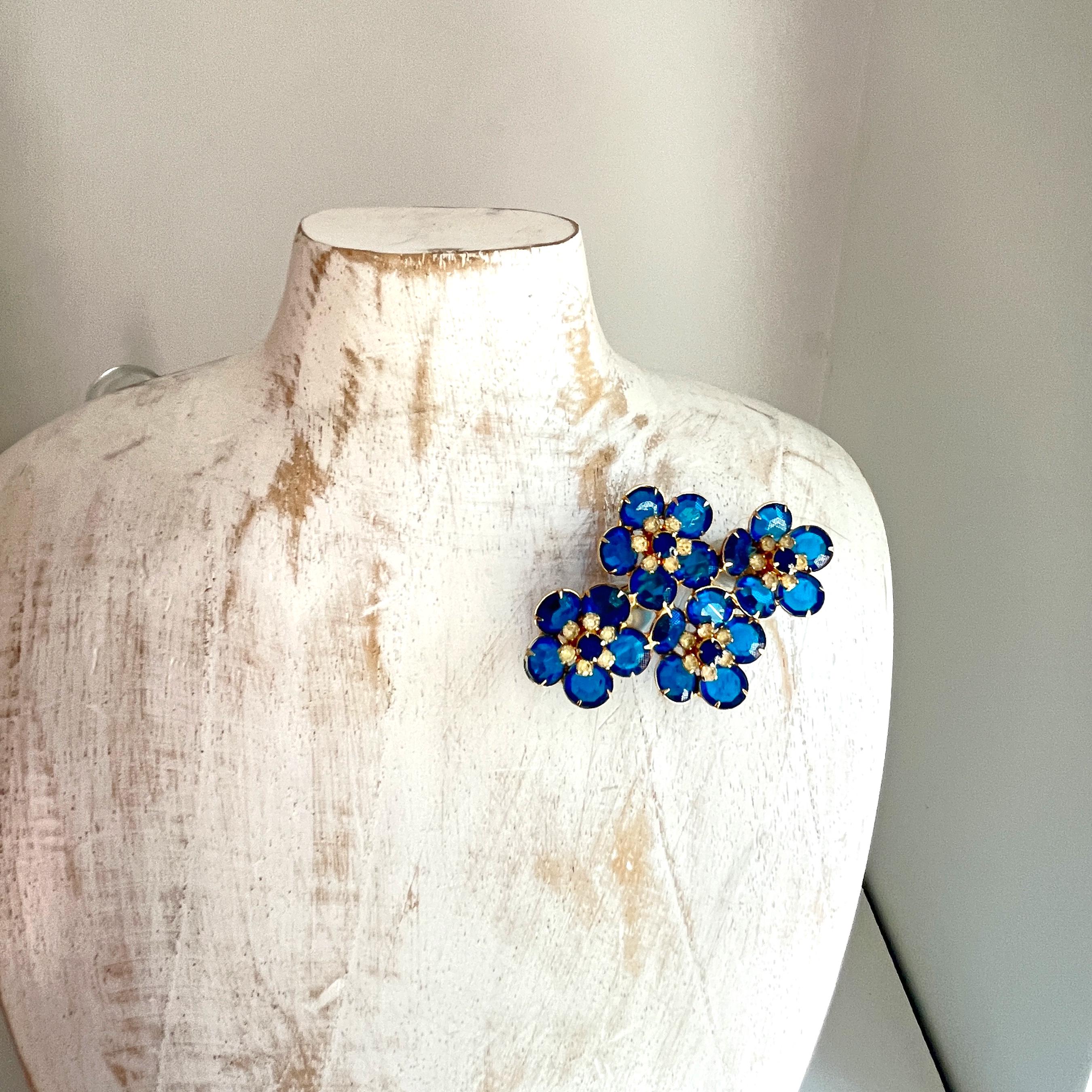 クラスターブローチ 緑屋質屋】ハリーウィンストン クラスターブローチ アクアマリン