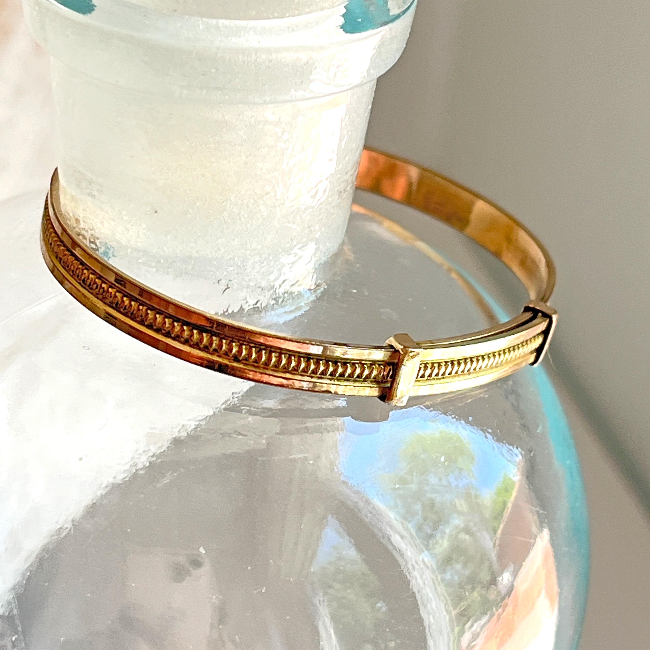 Bracelet Manchette Ancien/Victorien - Médaillons En Marbre Sur Laiton - Style Napoléon III - Occasion